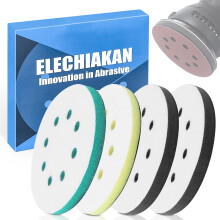 4 PCS Upgraded Foam Sanding Pads for Orbital Sander, 125mm Sponge Polishing Buffing Pad Discs for Drill, 8 Holes Soft & Hard Cushion Sponge Buffer by