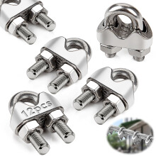 Mbsomnus Wire Rope Cable Clip Clamps M3 12 Pcs Wire Rope Clamp U Bolt Clamp 304 Stainless Steel for 3mm (1/8) Wire Rope Cable for Wire Fence Clips Ga