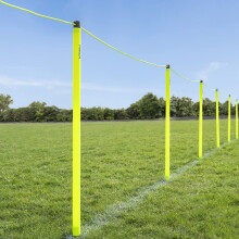 FORZA Football Crowd Barrier | Portable Spectator Control System [60m or 120m] - Fluorescent Rope, Poles, Ground Anchors, and Carry Bag (120m Barrier