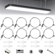 8Pcs Ceiling Light Suspension Wire Rope Kit, 1.5mm x 1.5m Adjustable Hanging Lamp Steel Fitting, Heavy Duty Braided Pendant Mirror Chain Wire, Metal