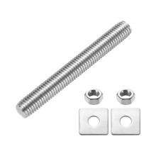sourcing map Fully Threaded Rod, M14 x 110mm 304 Stainless Steel Fully Threaded Studs with Nuts and Washers for Clamps, Hangers and U-Bolts, Silver