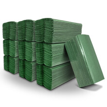 Pack of 1760 C-Fold Paper Towels Green (10 Sealed Packs of 176) 1Ply Hand Paper Towels Sheets 310mm x 217mm. Easy Pinch Dispenser Compatible | Kitche