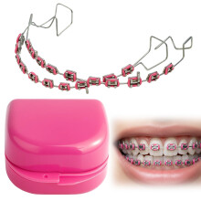 2Pcs Fake Braces Kit, Temporary Tooth Decoration with Metal Wires, Temporary Dental Fake Braces, Teeth Straightening Set with Storage Case, For Denta