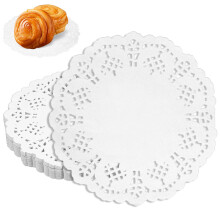Yuomeaz 150 Pcs Paper Doilies, 5.5 Inch White Lace Paper Doilies, Round Lace Papers Placemats Reusable for Wedding Party Cake Dessert Food Trays Tabl
