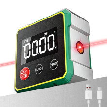 Magnetic Digital Angle Finder with Laser, 2 Side Strong Magnetic Angle Finder Tool with LCD Display USB Rechargeable Digital Spirit Level Digital Ang