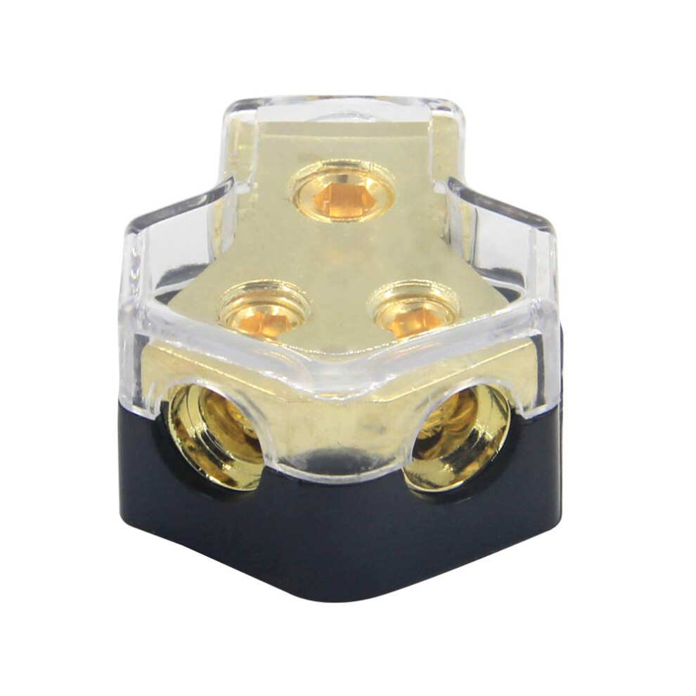 Rkurck 2 Way Power Distribution Block, 0/2/4 Awg Gauge In, 4/8/10 Gauge Out,Car Audio Stereo Amp Distribution Connecting Block For Audio Splitter (1 47158849