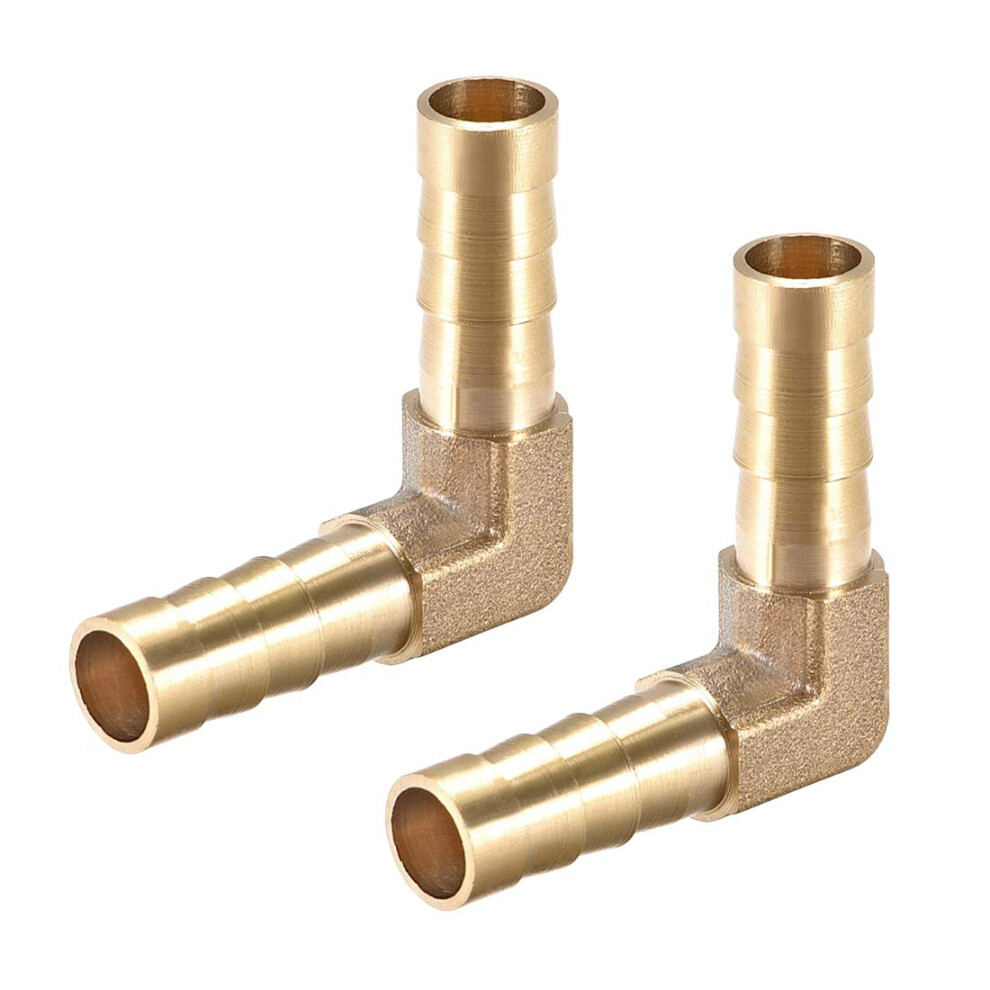 Sourcing Map 8Mm Barb Brass Hose Fitting 90 Degree Elbow Pipe Connector Coupler Tubing 2Pcs 36078806