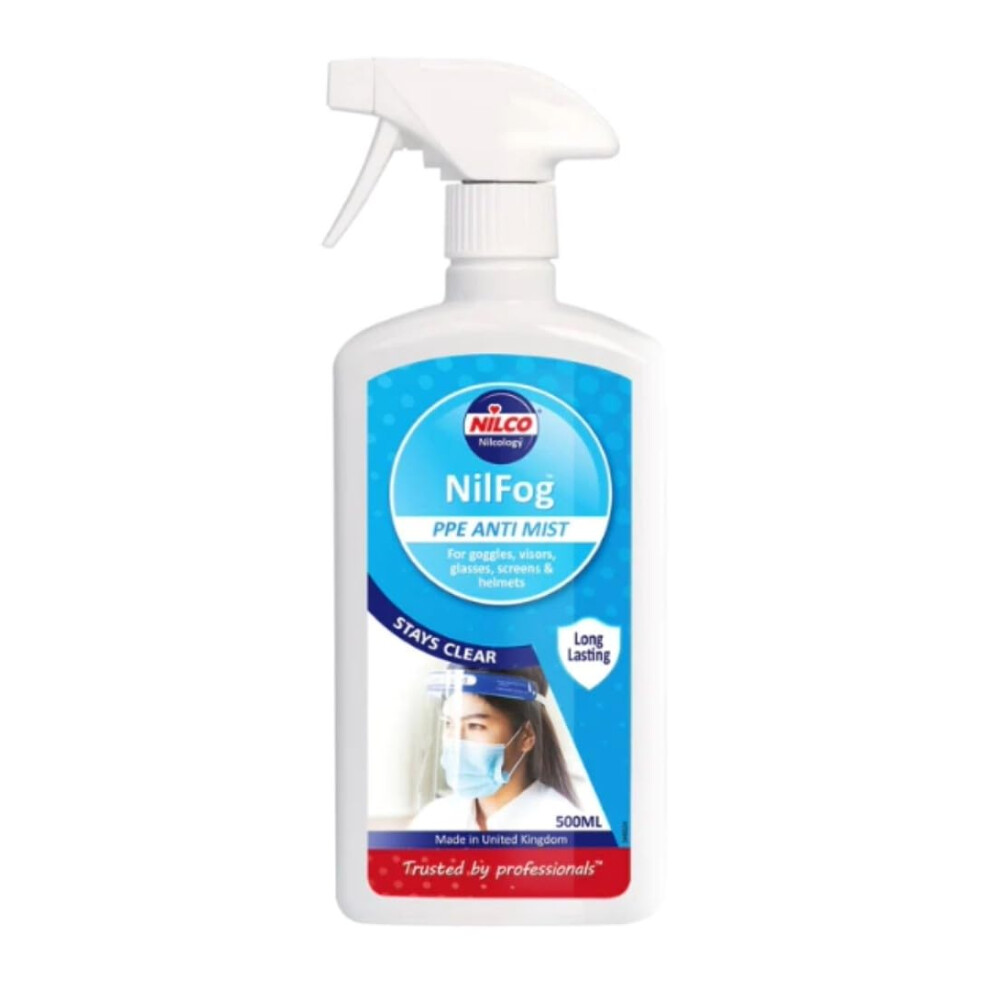 Nilco Nilfog Anti-Mist Spray, 500Ml – Eliminates Condensation On Windscreens, Ppe, Visors, Glasses And Helmets Clear Visibility Streak-Free Finish