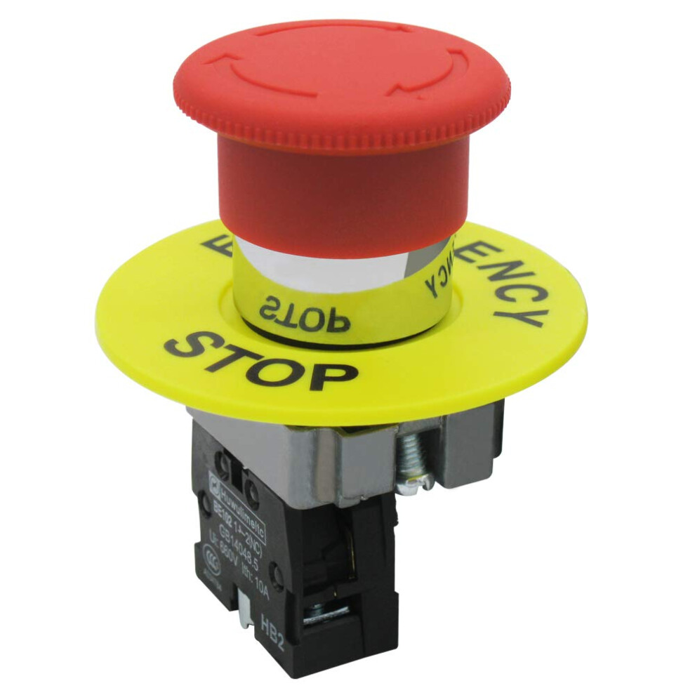Mxuteuk 1Nc 22Mm Red Mushroom Emergency Stop Push Button Switch Ac 660V 10A Ï¼Hb2-Bs542 97473206
