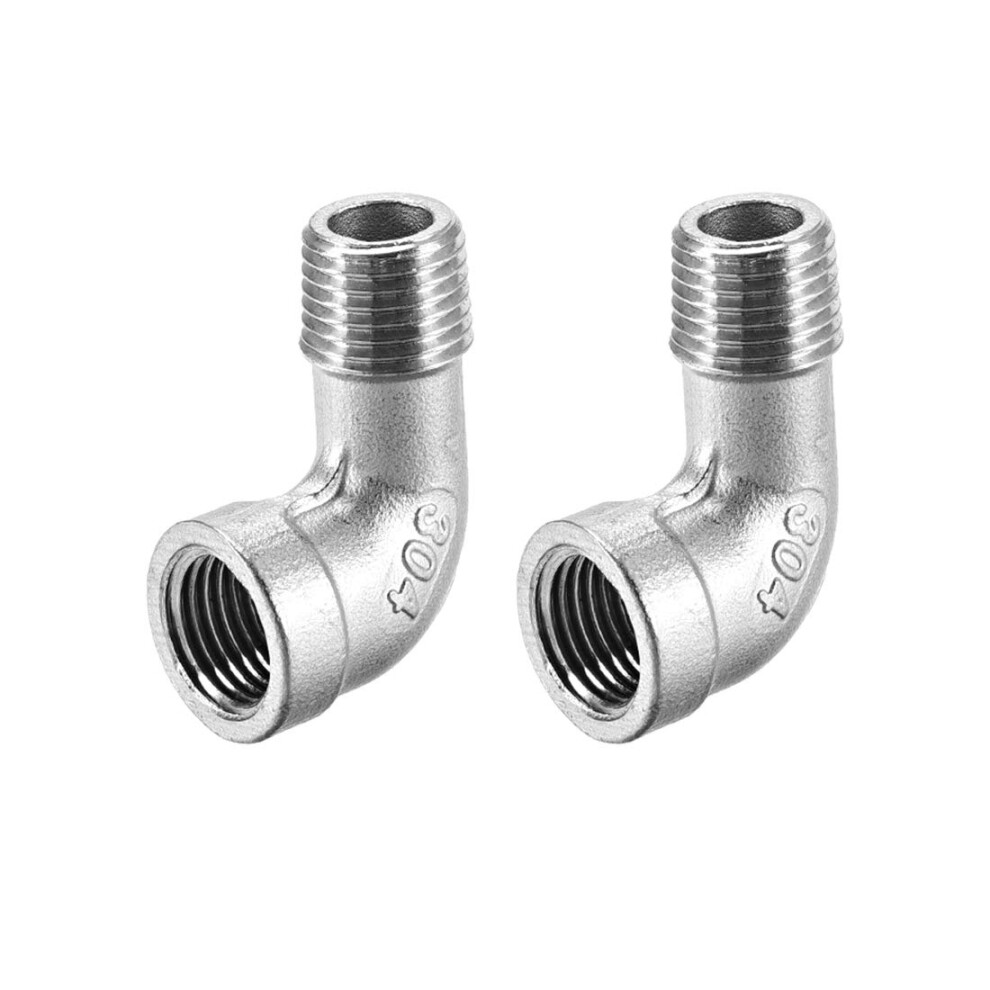 Sourcing Map Stainless Steel 304 Cast Pipe Fittings 90 Degree Elbow 1/4 Bspt Female X 1/4 Bspt Male Thread 2Pcs 47502628