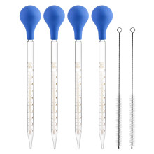QWORK Glass Pipette, 4 Pcs 10ml Glass Graduated Dropper Pipette with Rubber Cap and 2Pcs Cleaning Brush