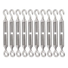 AHUNTTER 10PCS M5 Turnbuckle Wire Tensioner Heavy Duty 304 Hook & Eye Rope Cable Tension Set Adjustable Garden Wire Tensioner Kit for Clothesline Rai