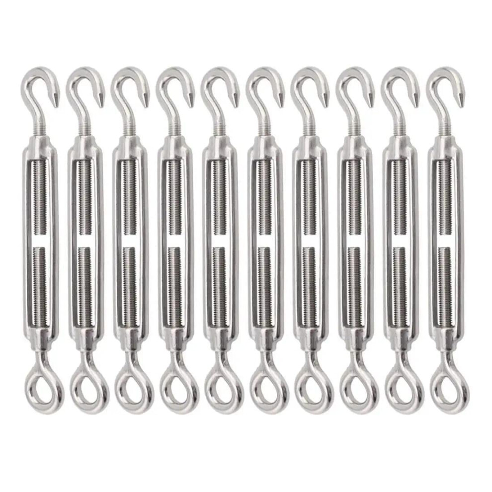 Ahuntter 10Pcs M5 Turnbuckle Wire Tensioner Heavy Duty 304 Hook & Eye Rope Cable Tension Set Adjustable Garden Wire Tensioner Kit For Clothesline Rai 93419772