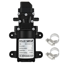 VeYocilk DC 12V Water Pump,1GPM 4L/Min 131Psi Self Priming Diaphragm Pump with Pressure Switch and 2 Hose Clamps for Water Tap,Campervan,Kitchen,Bath