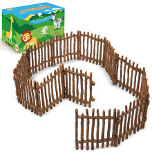 EYSCOTA 12PCS Realistic Toy Fence, Large Corral Fencing Panel Accessories Playset, Farm Fence Toys for Barn Paddock Horse Stable Horses Figurines, Ed