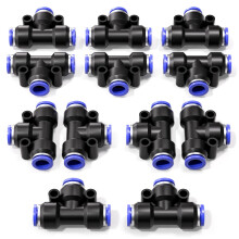 Bwintech 12 Pcs 10mm 3 Way Tee Push in Connect Pneumatic Fitting,3 Way Plastic Quick Release PE Air Line Adapter