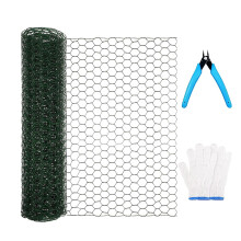 Atoke Chicken Wire 40cmx3M | 25mm Holes with Cutting Plier Gloves,Galvanized Hexagonal Wire Mesh Fencing for Crafts Garden Poultry,Metal Hardware Clo