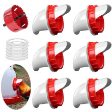 6 Pcs DIY Chicken Feeders Chicken Feeders No Waste Automatic Poultry Feeder 6 Ports 1 Hole Saw Gravity Chick Feeder Rodent Proof Rain Proof Chicken F