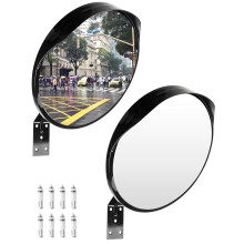 QWORK Pack of 2 Convex Traffic Mirror with Wall Mount Bracket, Wide Angle Safety Mirror for Driveways, Warehouses, Garages, Office (30 cm / 12”)
