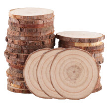 VIDETOL 100 Pcs Natural Wood Slices, 6-7cm Diameter Unfinished Round Log Slices kit, No Hole Log Wooden Circles for Arts, Christmas or Wedding Orname