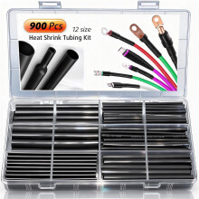 Antonki 900 Pcs Heat Shrink Tubing Kit, 2:1 Ratio Electrical Cable Heat Shrink Wrap Tubing, 12 Sizes Industrial Heat-Shrink Tubing for Electrical Ins