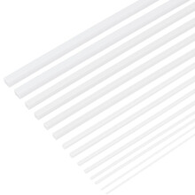 BENECREAT 48Pcs 7 Styles Square ABS Plastic Rod, Square Solid Bar Rods Smooth Plastic Tube Rods for DIY Model Material, Architectural Model Making, D