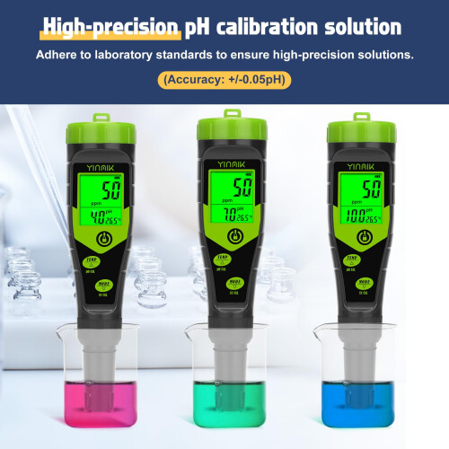 pH Buffer Calibration Solution, 4.00 7.00 & 10.01 pH Calibration Packets, Each 500mL(16.9Fl oz) pH Meter Calibration Solution for All pH Tester, pH B 1
