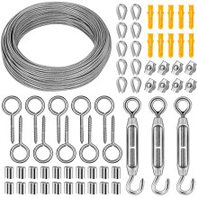 UPDOKIT Stainless Steel Wire Rope Kit, 50m 2mm Heavy Duty PVC Coated Cable with M4 Turnbuckles, Garden Wire for Climbing Plants, Fencing, Hanging Lig