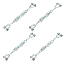 sourcing map 4Pcs M8(5/16") Jaw and Jaw Turnbuckles Wire Rope Tension, Galvanized Steel Turnbuckle Adjustable Cable Tensioner for Shade Sail, Clothes