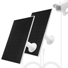 Offfay Solar Panel for Security Camera, 6W 5V Solar Panel Charger for Wireless IP Battery Camera, Micro USB to USB-C Adapter, IP65 Waterproof, Contin