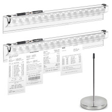 3-piece tab grabber, including 1 stainless steel ticket spike and 2 transparent plastic ticket holders (40 cm), no drilling required, suitable for wa