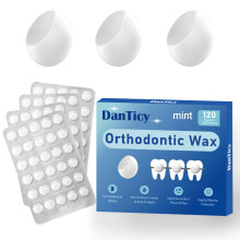 DanTicy Orthodontic Wax for Braces, Dental Wax, Pre-Cut Bowl Shape Dental Strips, No Kneading Required, Individually Wrapped, Mint, 120 Count