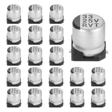 sourcing map 33uF 25V Aluminum Electrolytic Capacitors, Low Impedance Surface Mount Device Electrolytic Capacitor for TV Computer Circuit Board DIY E