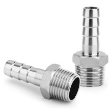 QZKJQDD 2 Pcs 10 MM Barb to 1/4" BSP Male Hose Barb Fittings, Stainless Steel Barb Hose Fitting, Compression Fitting for Water, Industrial