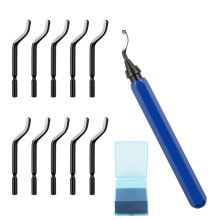 Dadabig Deburring Tool, Hand Deburring Tool Set with 1 x NB1100 Handle and 10 x BS1010 HSS Blades 360Rotary Metal Deburr Blades for 3D Prints, Pipe,