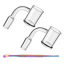 2pcs Quartz Nail 25mm OD 14mm male Quartz Banger with Colorful Wax Tool,100% Made of Quartz