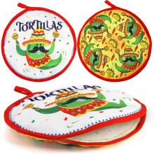 Coloch 3 Pack Tortilla Warmer Pouch, 12"/30.5cm Microwaveable Insulated Cloth Holders for Naans, Chapati, Corn Flour Tortillas, Taco Tuesday Night, P
