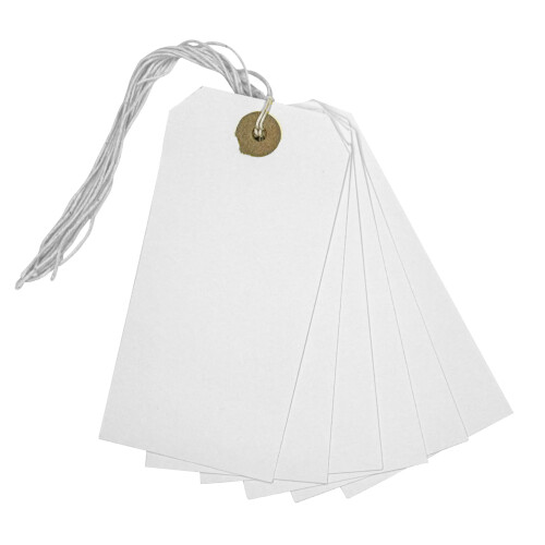 Pack of 50 White Strung Tags 120mm x 60mm