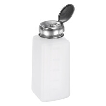 sourcing map Solvent Alcohol Dispenser 250ml(8.5oz) Push Down Liquid Dispenser Pump Bottle with Sealing Stainless Steel Lid for Acetone Solution, Whi