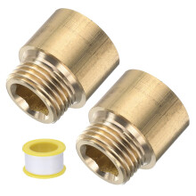 sourcing map 2 Pcs Shower Head Extension Arm 26mm Length Brass Shower Head Extender G1/2 Male to G1/2 Female Thread Straight Pipe Fitting Pipe Extens