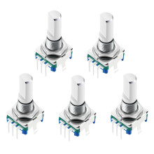 Jadeshay Rotary Encoder Switch,5 Pieces EC11 Rotary Encoder Code Switch Digital Potentiometer with Push Button 5 Pin Handle Length 20mm for Electroni