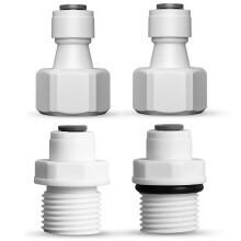 4Pcs RO Water Purifier Fitting, 1/4" Water Filter Quick Connector to 1/2" Male Thread/Female Thread Straight Connector,Push Fit Water Adaptor