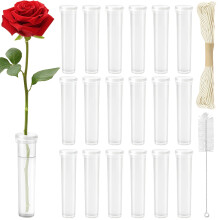 Prebarfun 50 Pcs Flower Water Tube, Reusable Plastic Test Tubes for Flowers - 7.2cm נ1.8cm Floral Test Tubes for Flower Arranging with Cleaning Brush