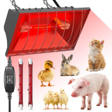 Lustaled Poultry Heat Lamp 175W, Adjustable Chicken Brooder Puppy Heat Lamp Whelping with High/Low Switch, Waterproof Infrared Heat Lamp for Chicks,