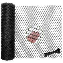 Yimomoyi Chicken Wire with Cable Ties, Plastic Chicken Wire Mesh Roll 3m x 40cm Plastic Wire Mesh Fencing Reusable Black Fencing Plastic Mesh Fencing