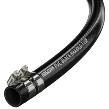 8mm (5/16") x 12mm (15/32") PVC Reinforced Black Braided Air Water Hose Tube with Hose Clips 10 Metre
