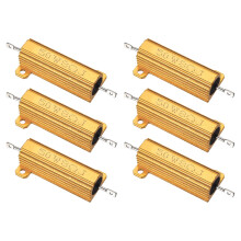 PATIKIL 50W 8 Ohm Aluminum Shell Resistor, 6Pcs Aluminum Housing Resistor, 5% Tolerance Wirewound Resistors Screw Tap Chassis Mounted, Golden