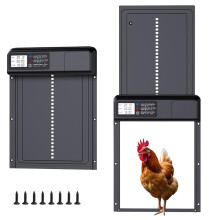 Automatic Chicken Coop Door, Waterproof Automatic Chicken Door with Timer and Manual Mode, Anti-Pinch Chicken Coop Door Automatic Opener with LCD Dis