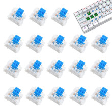 HEUIOP 100 Pcs Mechanical Keyboard Switches, 3 Pin Transparent Cover Blue Switch, Keyboard Keys for LED Keyboards Gaming Keyboards DIY Kit