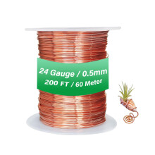 SZLIZHUO 1PCS Diameter 24 Gauge 0.5mm Length 60m 99.9% Pure Copper Wire, Electroculture Gardening Copper Wire, for DIY Gardening, Plant and Vegetable
